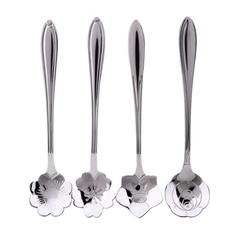 4pcs Flower Ice Cream Spoon Dessert Coffee Spoon