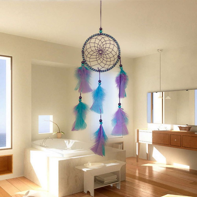 Mix Color Feathers Dream Catcher Wall Hanging Home Car Decor Ornament Craft