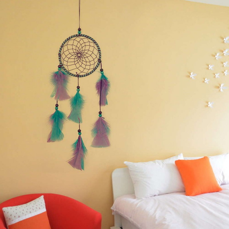 Mix Color Feathers Dream Catcher Wall Hanging Home Car Decor Ornament Craft