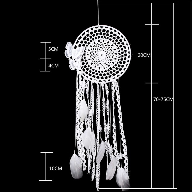 White Butterfly Dream Catcher Feather Bead Hanging Decor Ornament