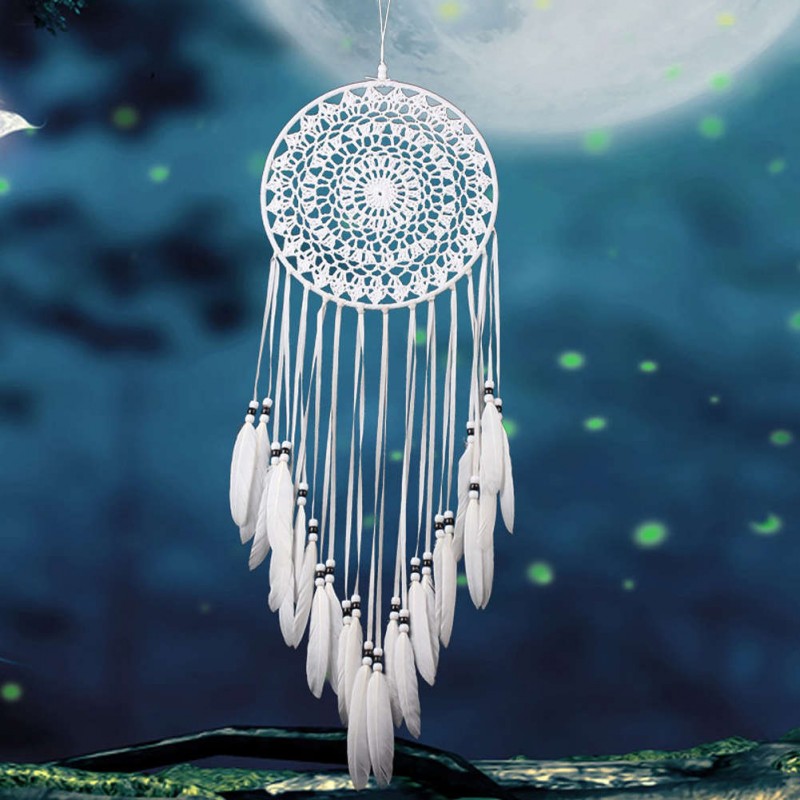 White Decorative Pattern Dream Catcher Wall Hanging Home Car Decor Craft