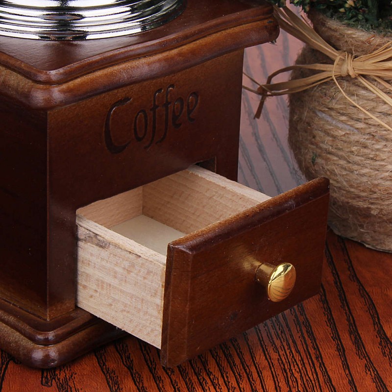 Manual Coffee Bean Grinder Retro Wood Design Mill Maker Grinders