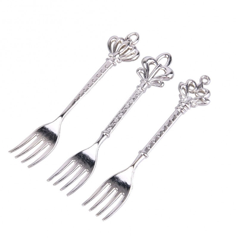 3pcs Kitchen Dining Bar Classic Vintage Fruit Fork Little Fruit Cake Forks