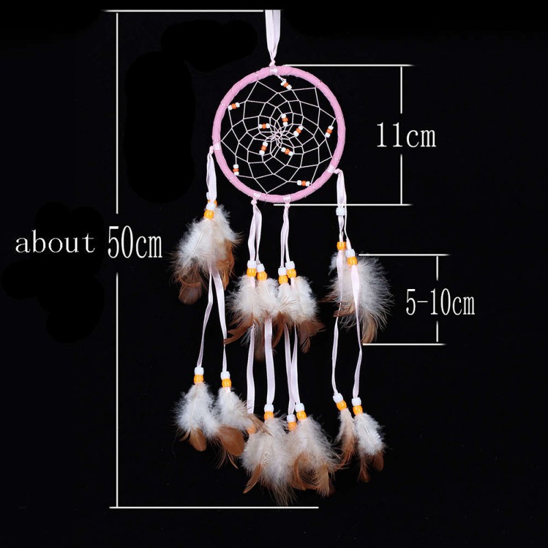 Pink Dream Catcher Feathers  Wall Hanging Home Car Decor Ornament Craft