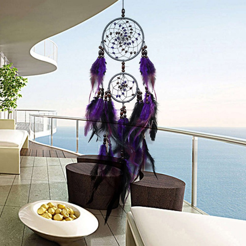 Purple Feather Dream Catcher Feathers Wall Hanging Home Car Decor Ornament