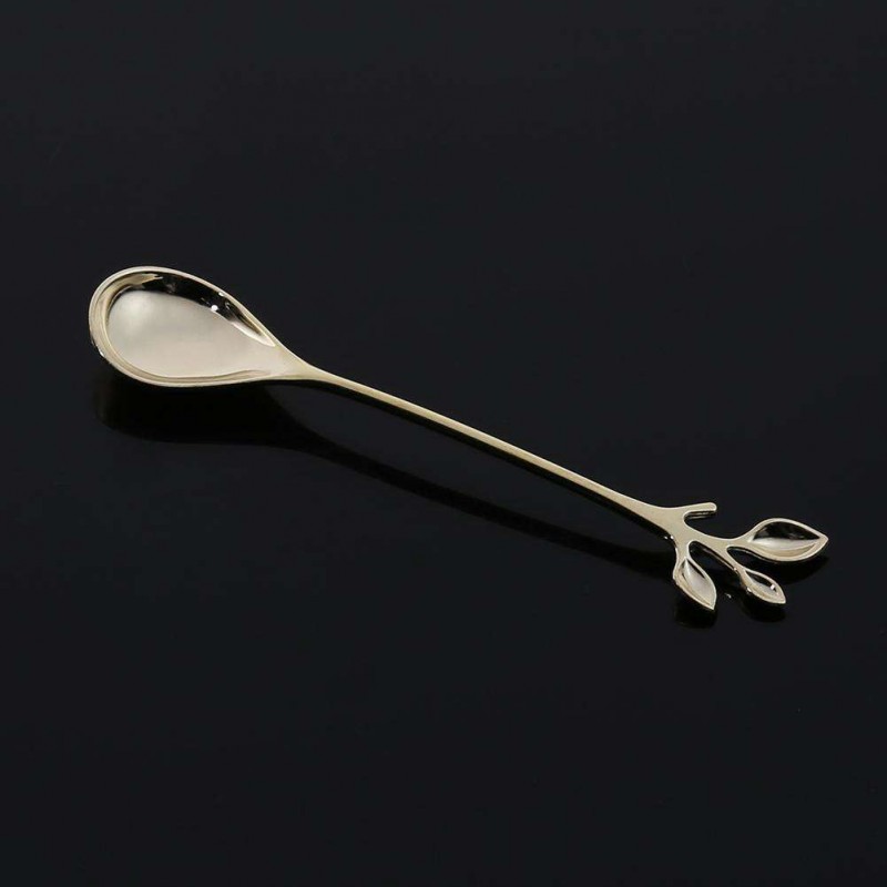 Leaf Shape Gold Silver Coffee Spoon Fork Kitchen Dining Room Bar Cutlery