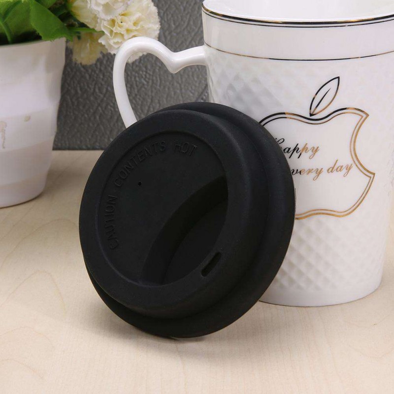 Silicone Insulation Anti-Dust Cup Cover Tea Coffee Sealing Lid Cap(Black)