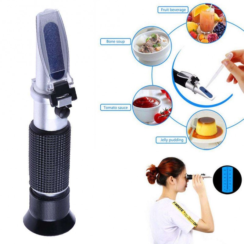 Handheld Brix Refractometer Fruit Juice Wine Sugar Homebrew Sugar Tester