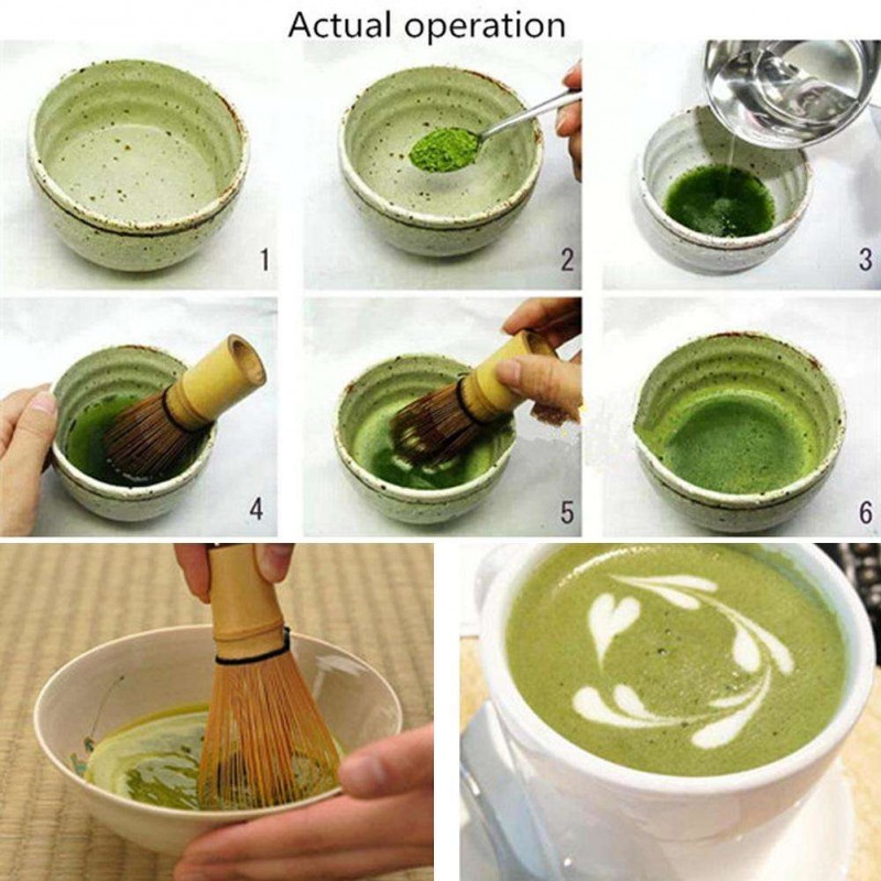 Pro Handicrafted Bamboo Matcha Green Tea Whisk Holder Scoop(48 Edges)