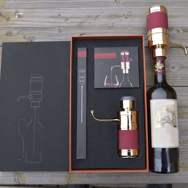 Instant Electric Quick Decanter Red Wine Vodka Whiskey Dispenser Gift(Gold)