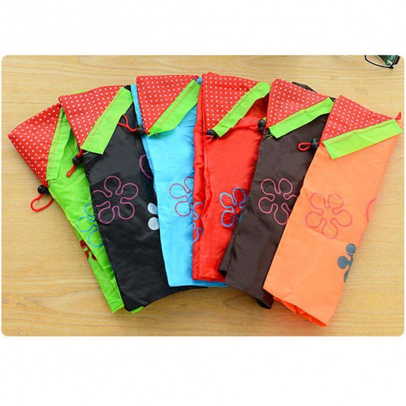 Strawberry Green Shopping Bag Portable Folding Bags Kitchen Storage Tools