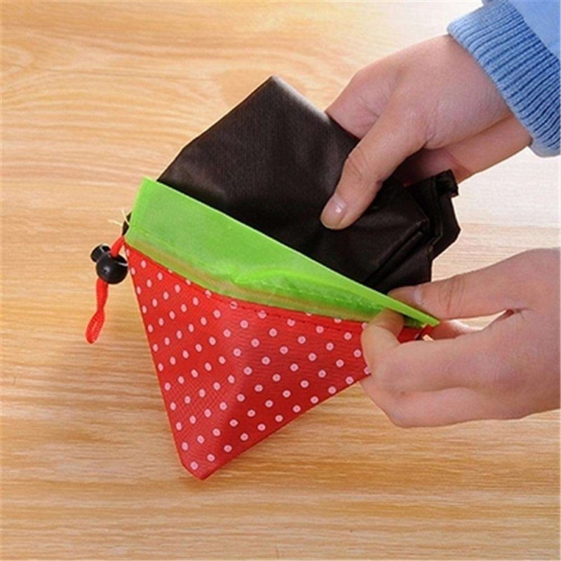 Strawberry Green Shopping Bag Portable Folding Bags Kitchen Storage Tools