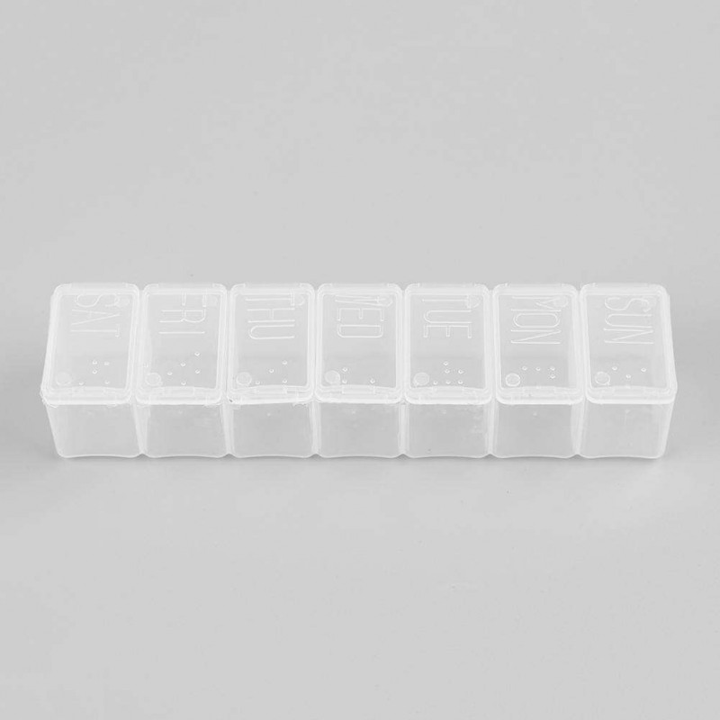 Portable 7 Day Weekly Clear Tablet Pill Box Medicine Holder Splitters