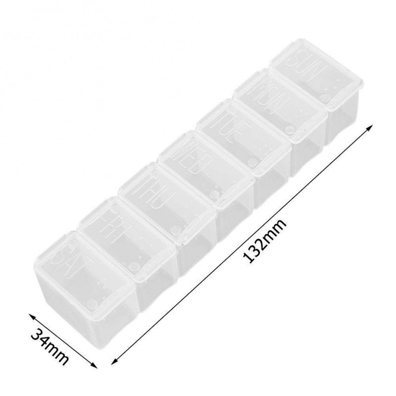 Portable 7 Day Weekly Clear Tablet Pill Box Medicine Holder Splitters