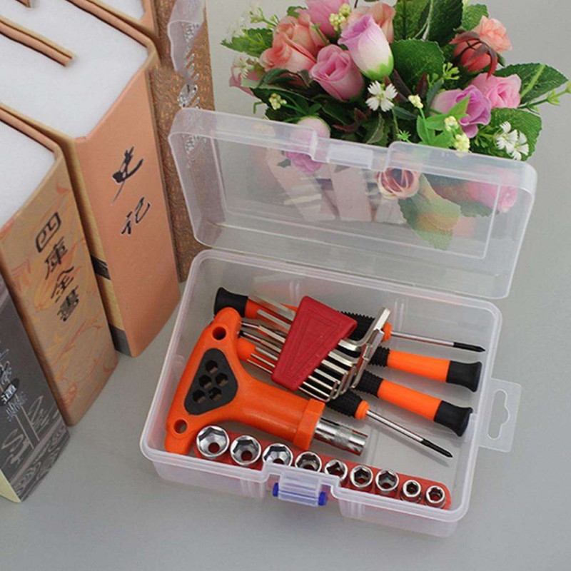 Plastic Rectangular Clear Organizer Case Hardware Tools Jewelry Storage Box