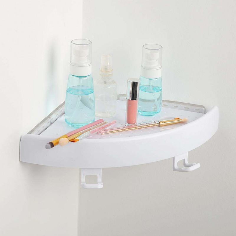 Plastic Suction Cup Corner Shelf Bathroom Organizer Shower Toilet Wall Rack