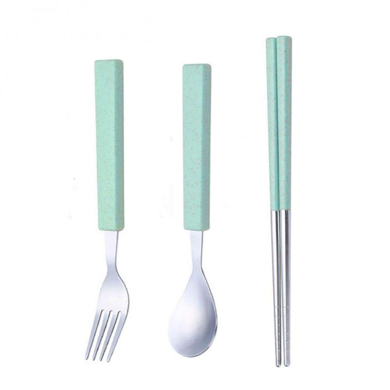 3pcs Cutlery Set Fork Spoon Chopsticks Tableware