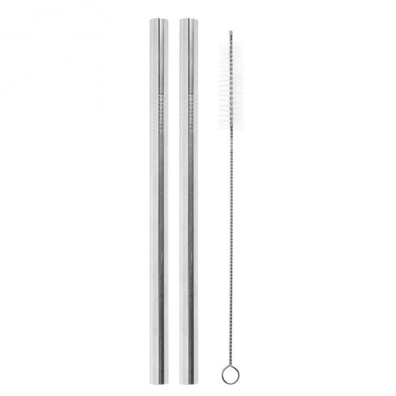 Reusable Bar Straight Drinking Straws+Cleaning Brush Set